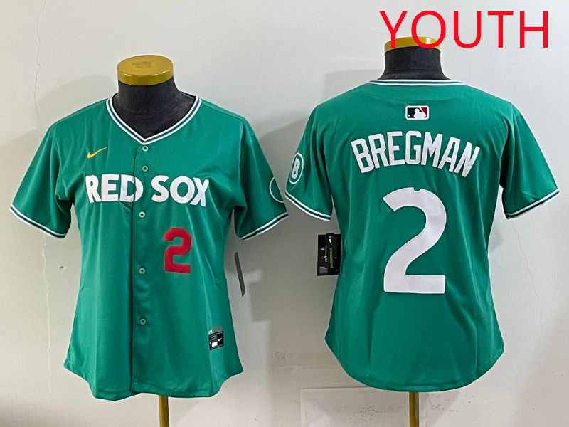 Youth 2025 Boston Red Sox #2 Bregman Dark Green Joint Name Nike MLB Jersey style 4